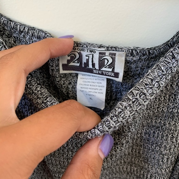 Two One Two Cold Shoulder Gray Knot Sweater - Picture 6 of 8